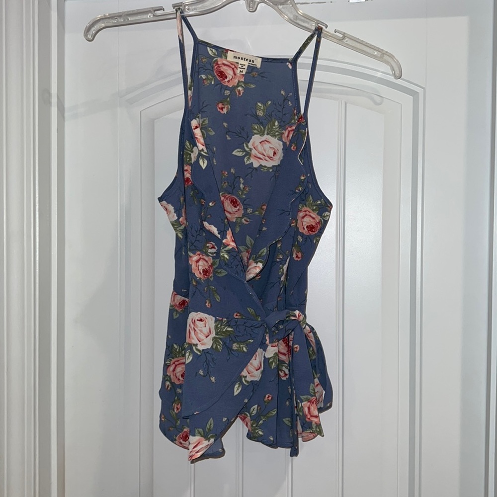 Floral wrap tank top